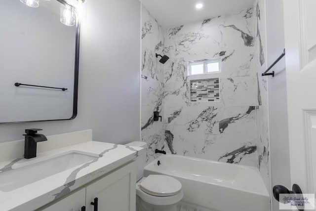 21929 Hand Rd, Harlingen, TX 78552 - bathroom featuring vanity, shower / tub combination, and toilet