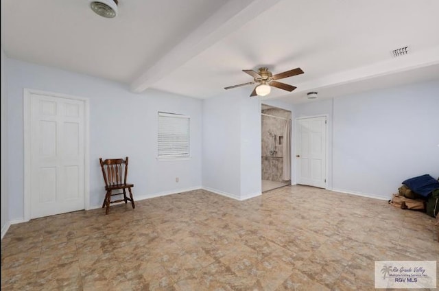 501 Ratliff St, San Benito, TX 78586 - unfurnished room featuring a ceiling fan and beamed ceiling