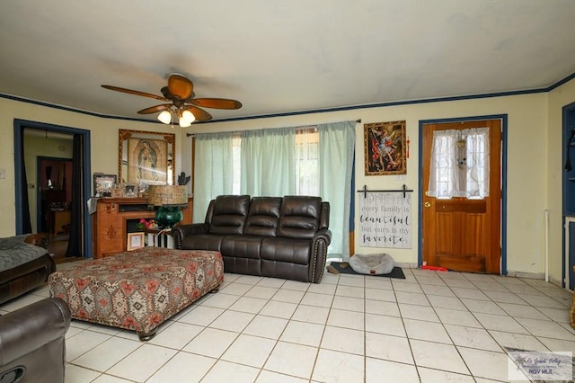 307 W Boone Ave, Pharr, TX 78577 - living room with plenty of natural light, ceiling fan, and light tile patterned floors