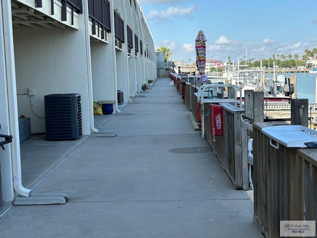 exterior space featuring a water view