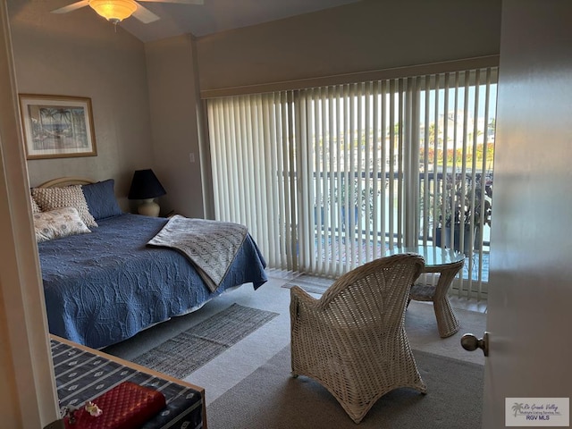 bedroom with carpet floors and ceiling fan