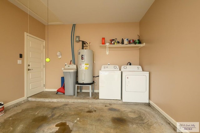 23314 Grapefruit Ave, Harlingen, TX 78552 - laundry room featuring electric water heater and independent washer and dryer