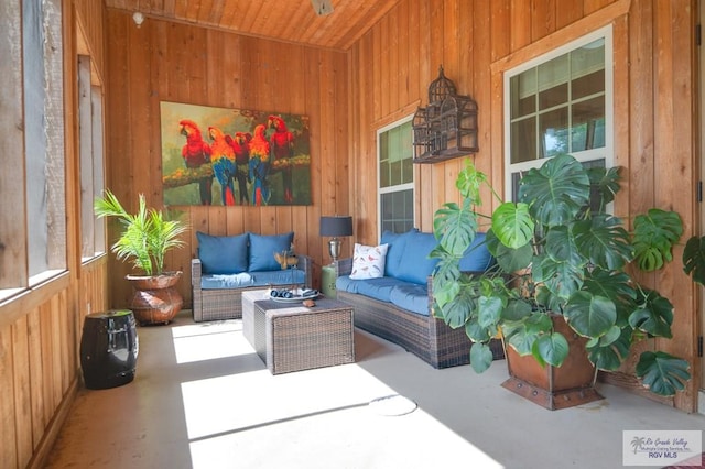 sunroom / solarium with wooden ceiling