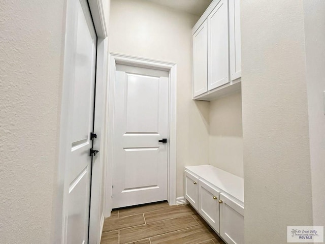 mudroom featuring wood finish floors