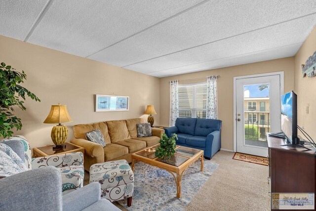 116 E Polaris Dr Unit 305, South Padre Island, TX 78597 - living area with carpet floors and a textured ceiling