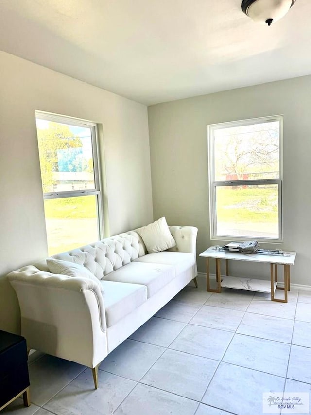 view of tiled living room