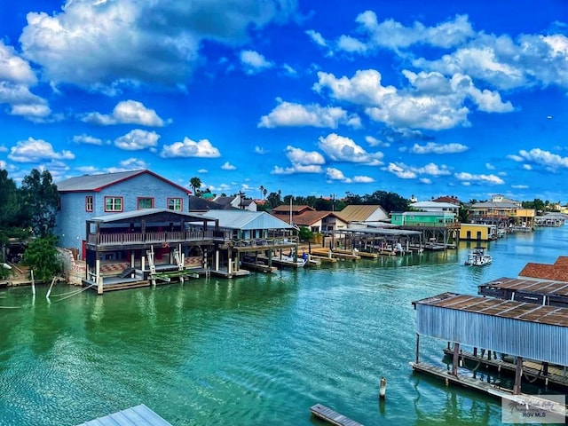 view of dock featuring a water view