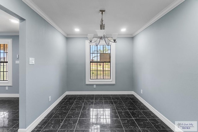 27859 Mile 3, La Feria, TX 78559 - empty room with plenty of natural light, baseboards, crown molding, and a chandelier
