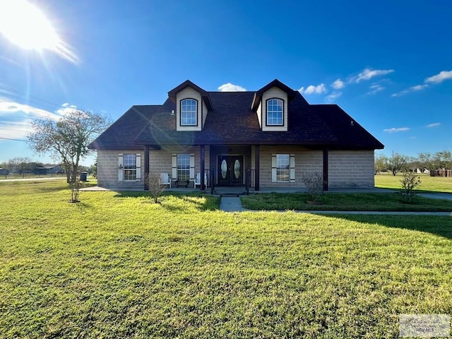 view of front of home featuring a porch and a front yard