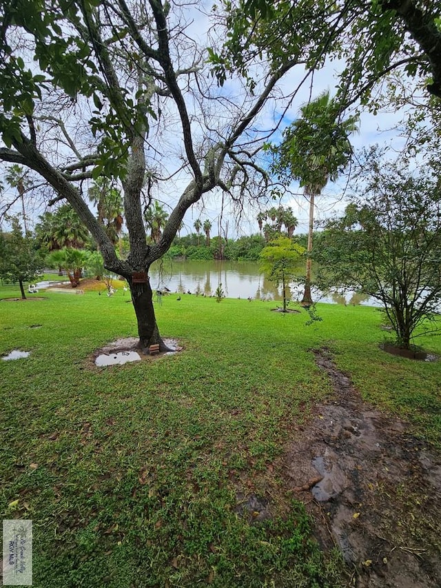 view of yard featuring a water view