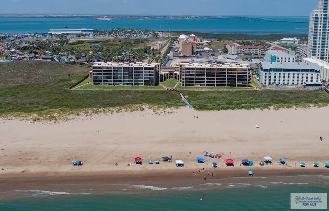 110 Padre Blvd Unit 407, South Padre Island, TX 78597 - birds eye view of property with a beach view and a water view