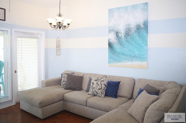 200 Padre Blvd Unit A314 1314, South Padre Island, TX 78597 - living area with a chandelier and dark wood finished floors