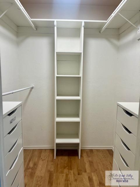 walk in closet featuring wood-type flooring