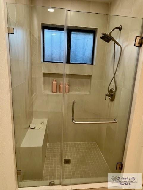 bathroom featuring walk in shower