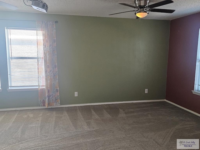 1149 Champlain Dr, Brownsville, TX 78526 - unfurnished room featuring carpet, ceiling fan, and a textured ceiling