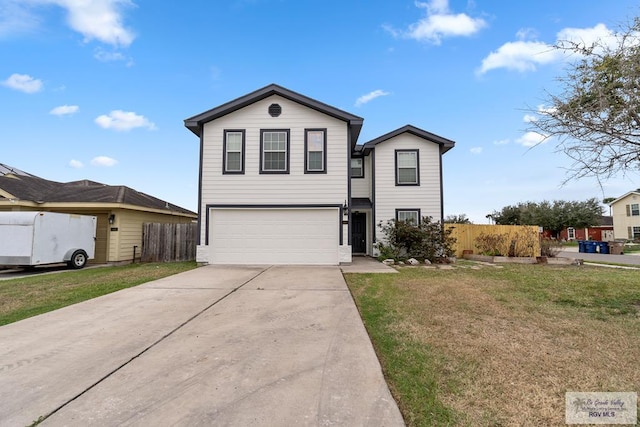 front of property featuring a garage and a front yard