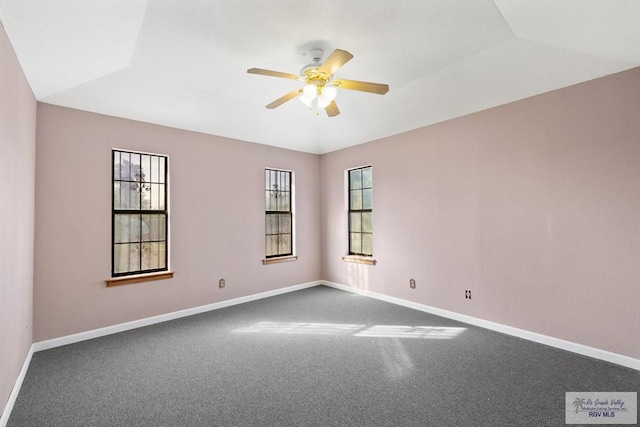 3401 Del Mar Dr, Mission, TX 78574 - carpeted empty room with lofted ceiling, baseboards, and a ceiling fan