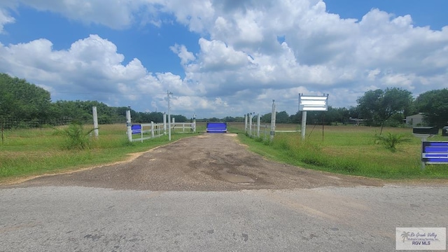 view of street with a rural view