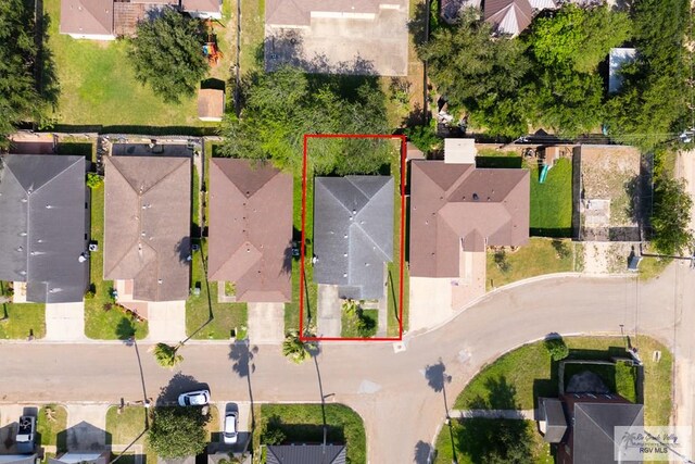 bird's eye view with a residential view