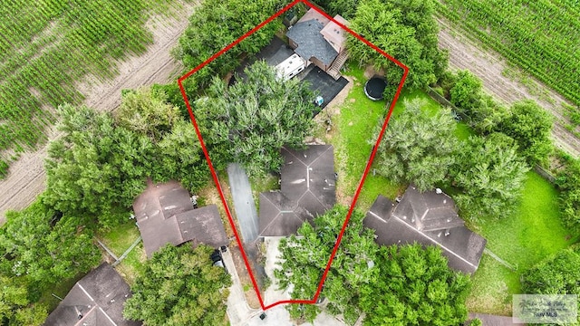 bird's eye view featuring a rural view