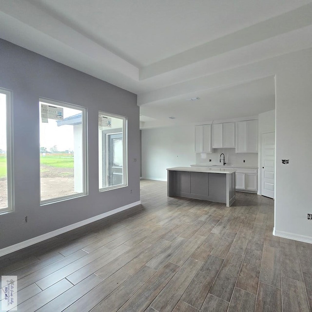 unfurnished living room featuring sink