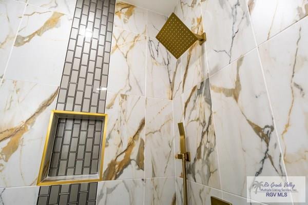 interior details with tiled shower