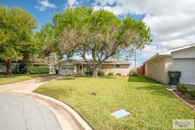 ranch-style house with a front lawn