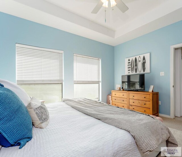 bedroom with carpet and ceiling fan