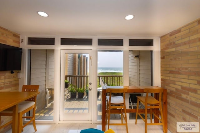 dining room with light tile patterned floors