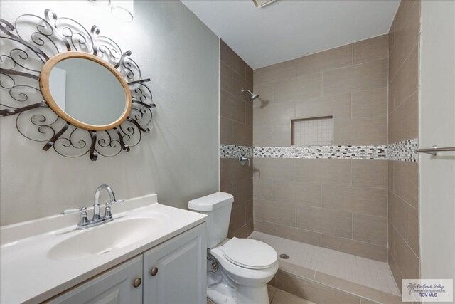 1544 W San Marcelo Blvd, Brownsville, TX 78526 - bathroom with vanity, a tile shower, and toilet