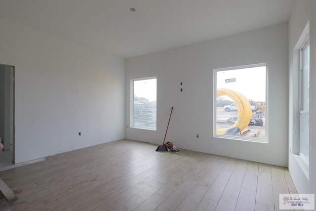 spare room featuring light wood-type flooring