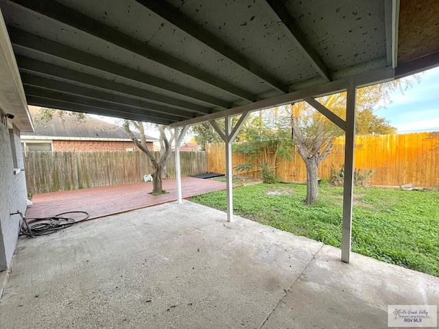 view of patio featuring a wooden deck