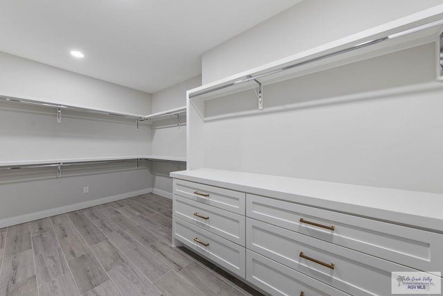spacious closet with light wood-style flooring