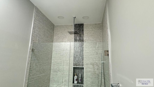 interior details featuring tiled shower