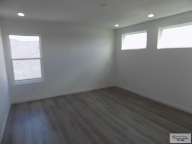 empty room featuring dark hardwood / wood-style flooring