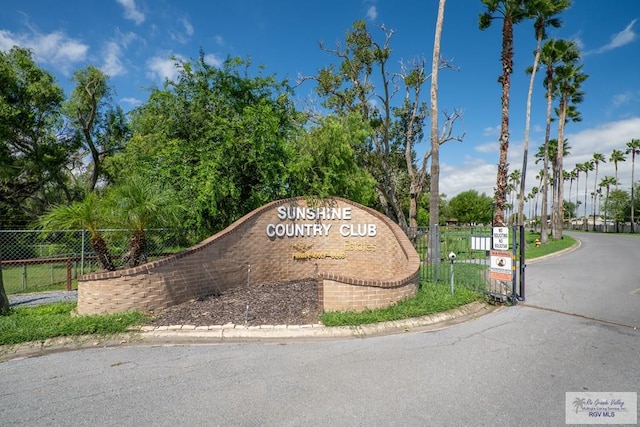 view of community sign