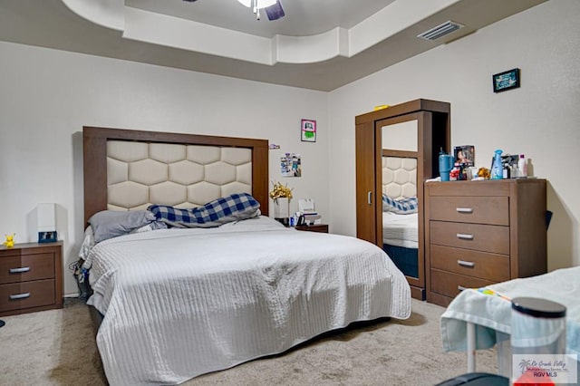 3937 Oak Valley Dr, Brownsville, TX 78520 - bedroom featuring carpet floors, a raised ceiling, and ceiling fan