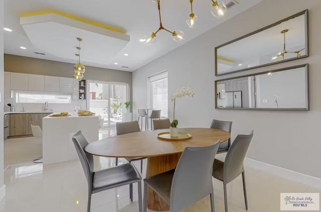 dining room featuring recessed lighting, baseboards, and visible vents