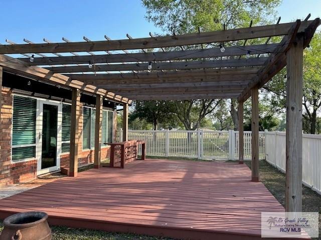 deck featuring a pergola