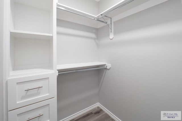 walk in closet featuring hardwood / wood-style flooring