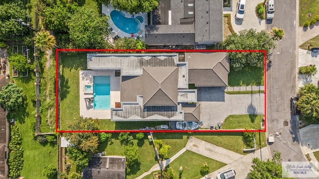 47 Medical St, Brownsville, TX 78520 - aerial overview of property's location with a pool area and property boundaries highlighted