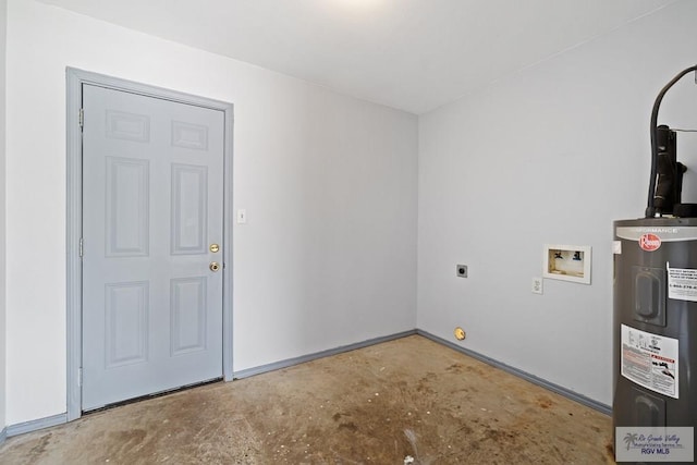9315 Los Olmos Dr, Los Fresnos, TX 78566 - washroom with water heater, hookup for a washing machine, and electric dryer hookup