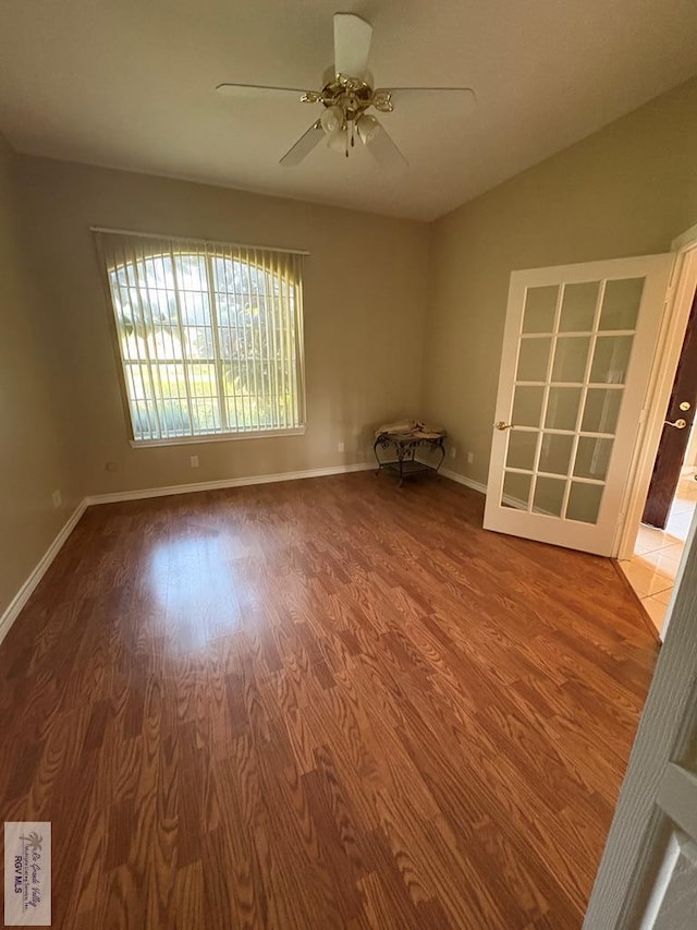 901 Plantation St, Brownsville, TX 78526 - unfurnished room with wood finished floors, ceiling fan, and baseboards