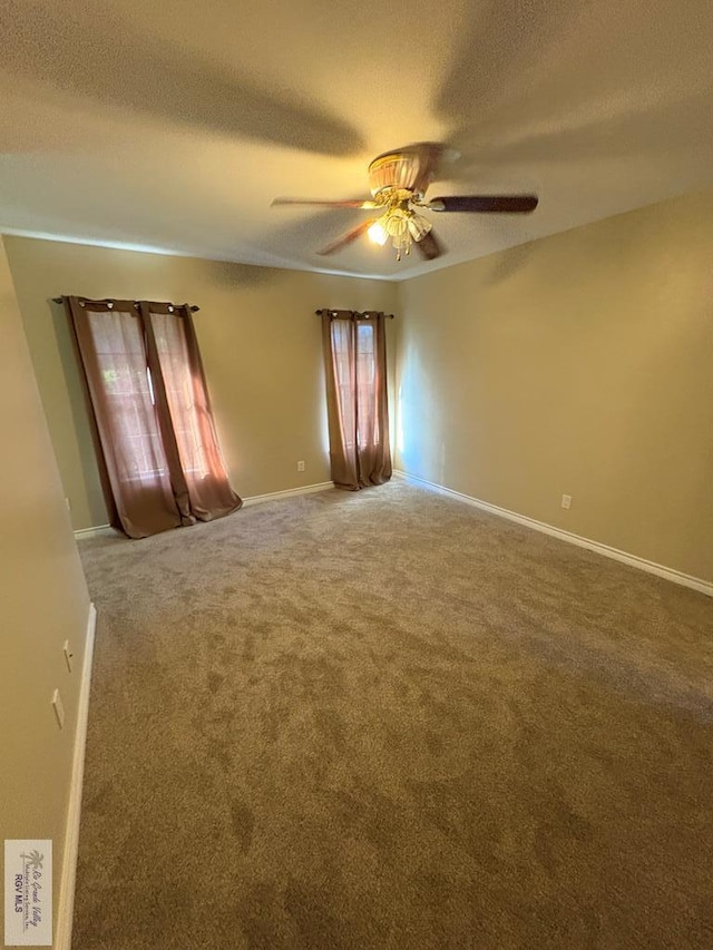 901 Plantation St, Brownsville, TX 78526 - carpeted spare room with a ceiling fan, a textured ceiling, and baseboards