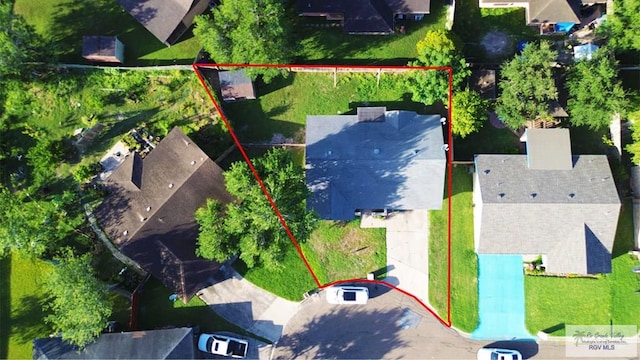 2805 Swiss Pine Ct, Harlingen, TX 78550 - aerial perspective of suburban area with property boundaries highlighted