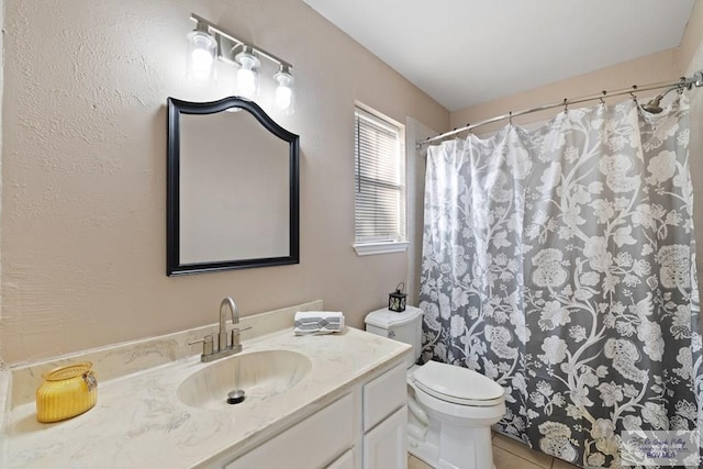 2805 Swiss Pine Ct, Harlingen, TX 78550 - bathroom featuring vanity, a shower with shower curtain, and tile patterned flooring