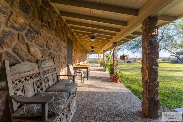 view of patio / terrace with ceiling fan