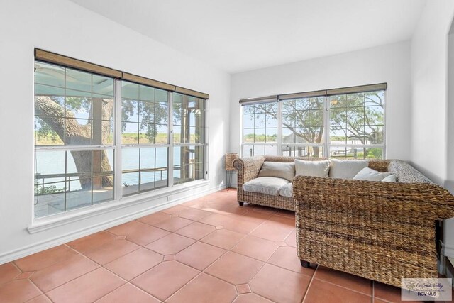 sitting room featuring tile patterned floors