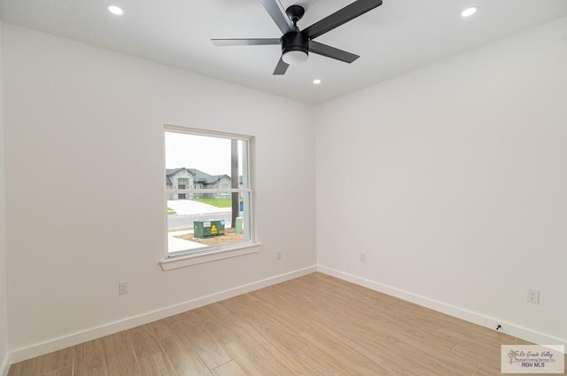 660 Tamarindo Ln Unit 2, Brownsville, TX 78521 - spare room featuring light wood-style floors, recessed lighting, and a ceiling fan