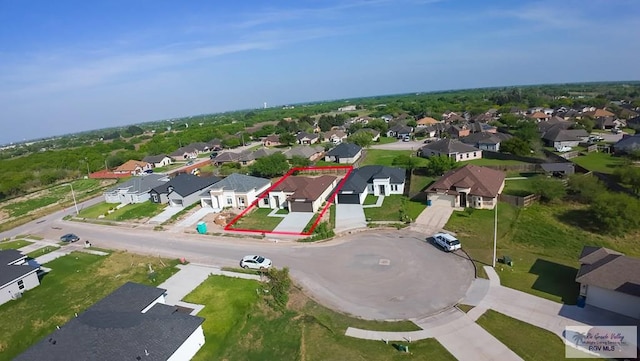aerial view with a residential view